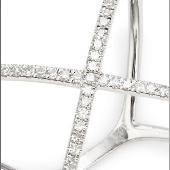 14K White Gold Ring Crossover Diamonds Sz 5.25 ✨Like New 🎁 - Picture 4 of 5